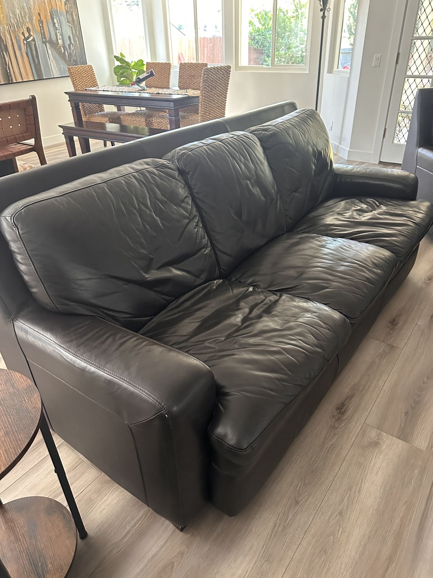 Bassett Leather Couch, Chair and Ottoman