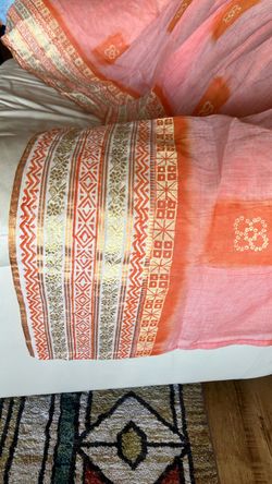 100% Cotton  Scarf  Salmon  Golden Orange Beige