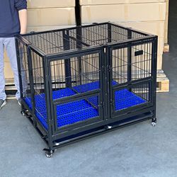 (New) $190 Folding Double-Door Heavy Duty Dog Cage Kennel 41x31x34 inches 
