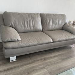 Rio Light Gray Leather Sofa