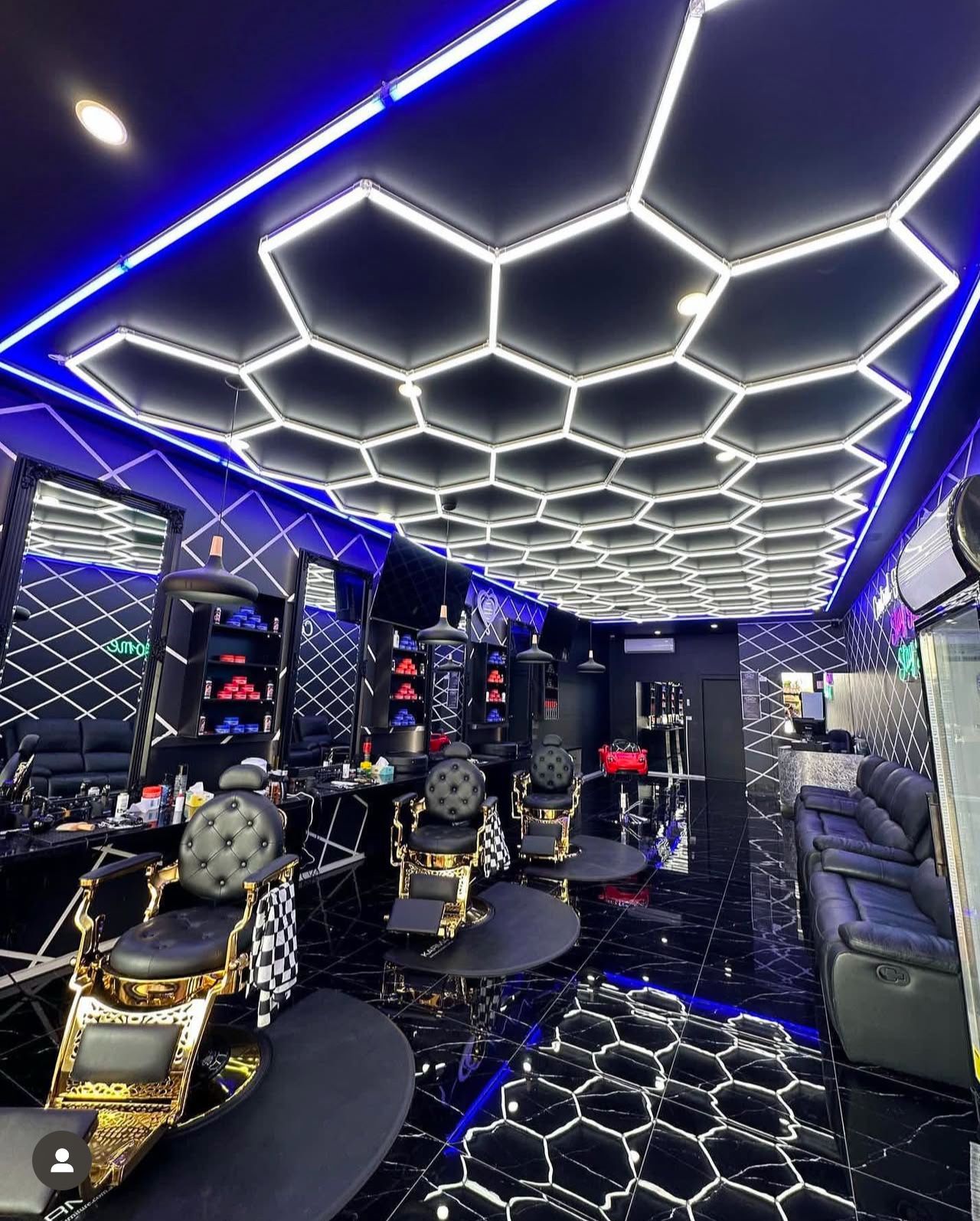 Epoxy Floors And Hexagonal Lights
