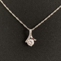 Sterling Rope Chain With Solitaire Pendant