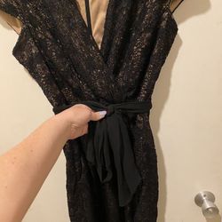 Sparkly Black Evening Dress With Bow