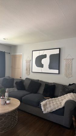 Large Abstract Black and White Framed Wall Art