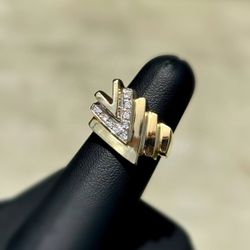 Jewelry 14k solid yellow gold  natural diamond 0.30CTW triangle bird ring size 8.75
