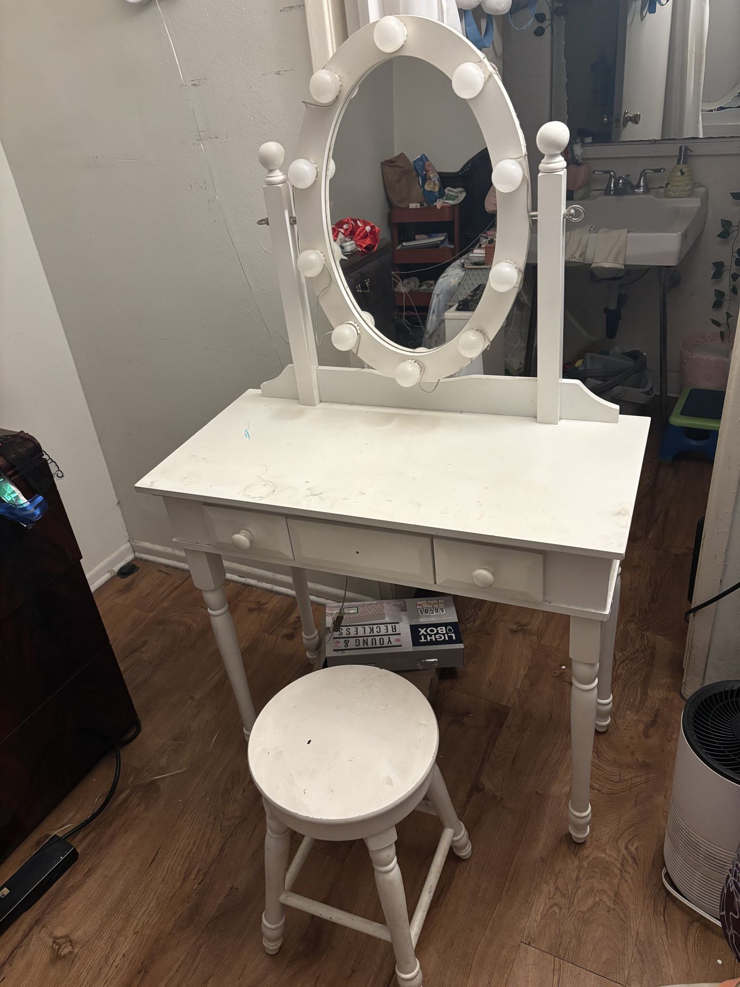 Small White Vanity w/ stool