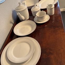 Beautiful China 12 Piece white With Silver  $150 OBO