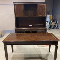 Matching Office Desk + Hutch – Wood Laminate – Great Condition