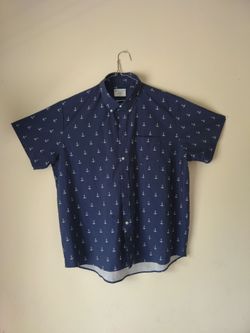 &Collar Men's Button up Navy Blue pattern shirt