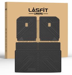 LASFIT Trunk Mat & Backrest Mats For Rivian R1S 2024 2023 2022, All Weather TPE Custom Fit Cargo Liner For R1S Cargo Mat, Black, Easy To Clean