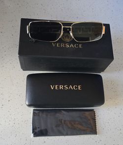 VERSACE VE2  Gold Dark Grey Unisex 60 mm Sunglasses