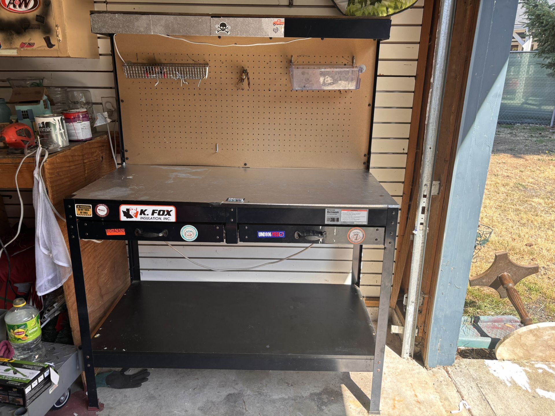 💥 MUST GO TODAY! Heavy-Duty Garage Workbench w/ Pegboard & Light 💥