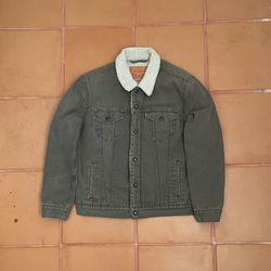 Levi's Sherpa Trucker Jacket Size Large Grey Denim
