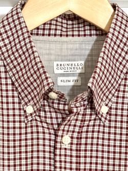 BRUNELLO CUCINELLI Men's Shirt Long-Sleeve Cotton Slim Fit Size L
