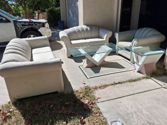 White Sofas set and tables