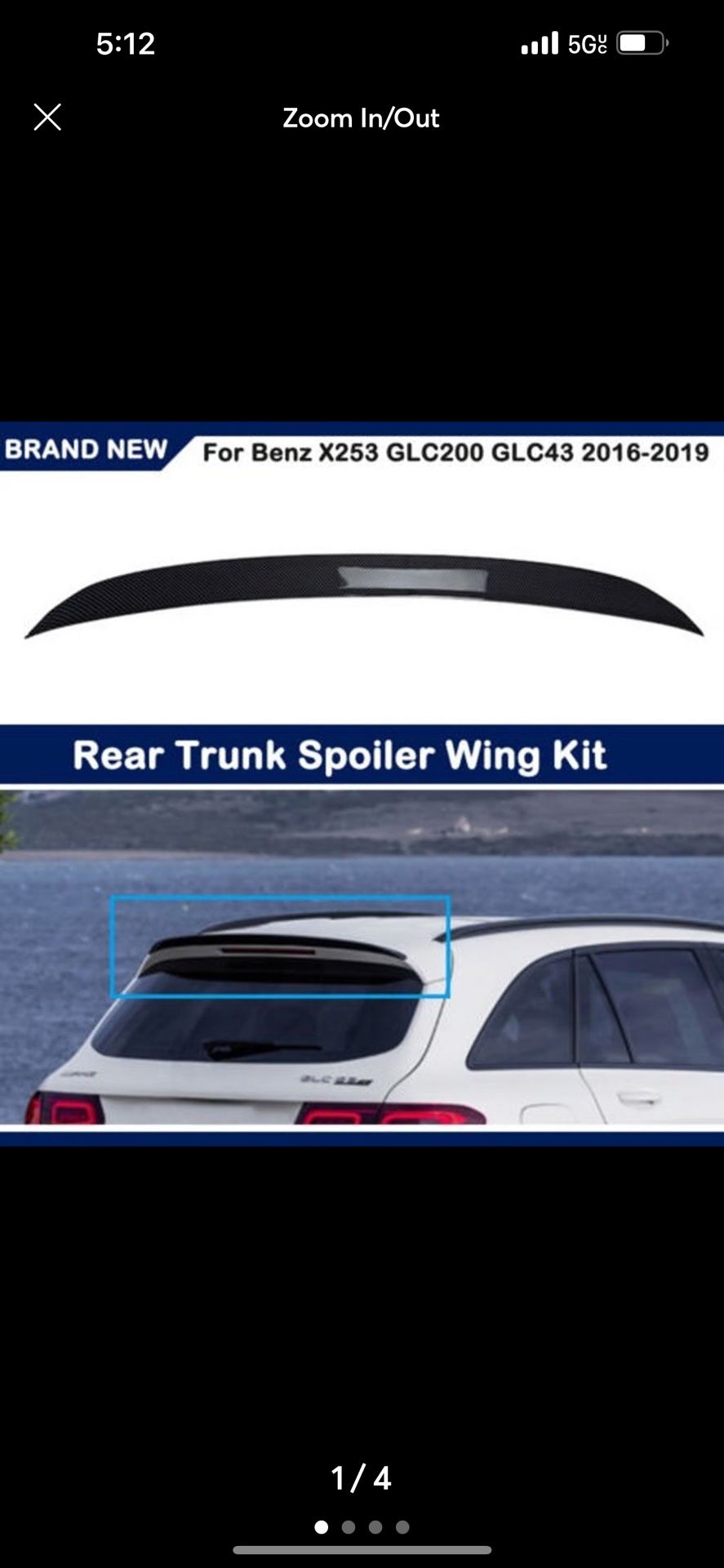 Rear Trunk Wing Lip Spoiler Cover For Mercedes-Benz X253 GLC300 GLC43 16-22