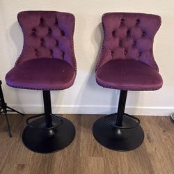 Two purple bar stools in perfect condition