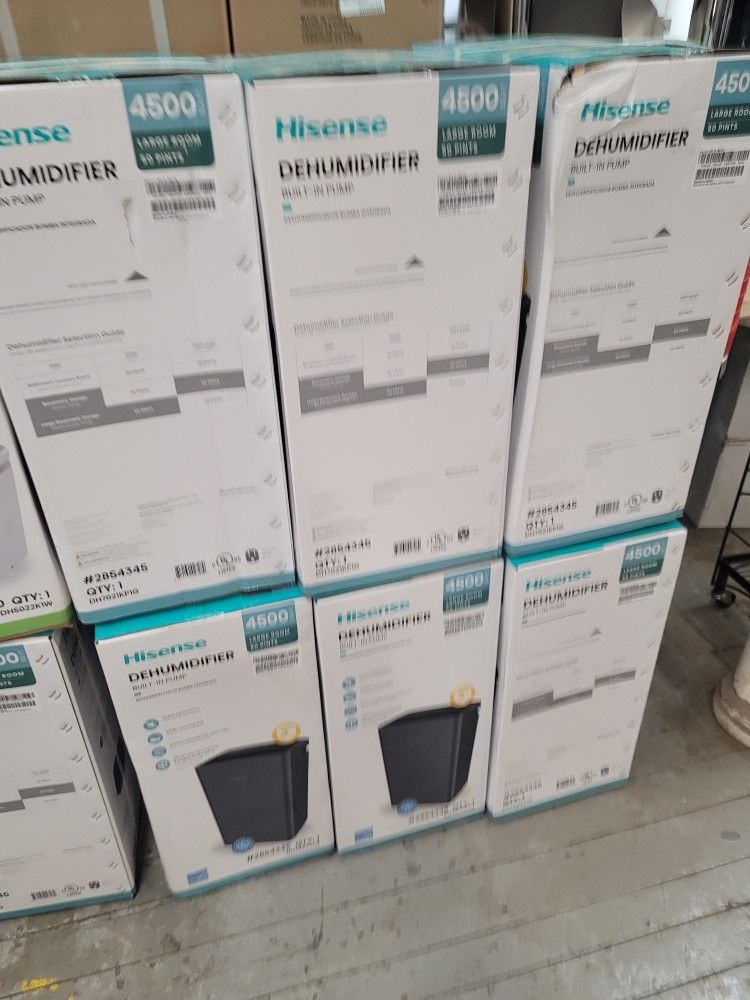 New Hisense 50 Pint Dehumidifiers All New In Sealed Factory Box.