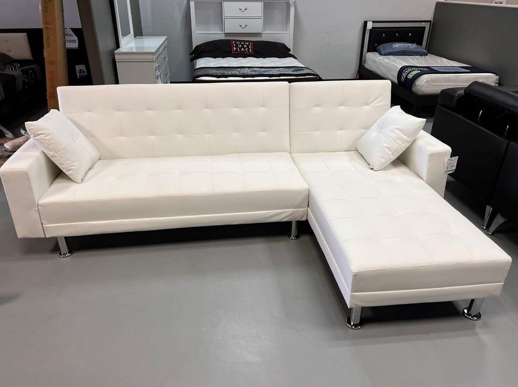 White reversible sectional sofa bed