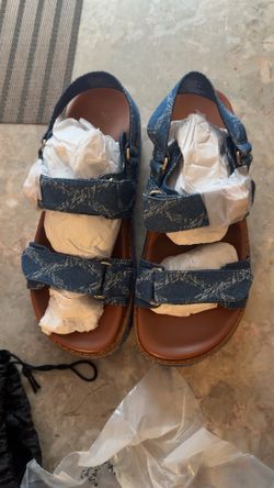 Denim platform sandals