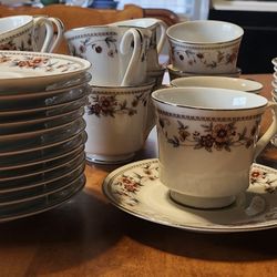 Mixed Set For Tea Party, Baby Or Bridal Shower, 10 Cups And Saucers, 10 Dessert Plates