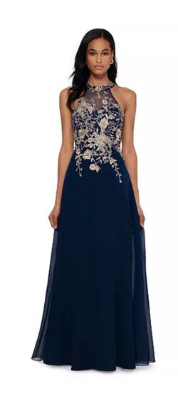 Betsy & Adam Women's Embellished Chiffon Illusion Gown Size 8P