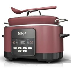 Ninja 10-in-1 Foodi Possible 8.5 Qt Multi-Cooker, Slow Cook, Dutch Oven, Steamer, Triple Heat Fusion, Glass Lid & Integrated Spoon, MC1000WM Cherry Ta