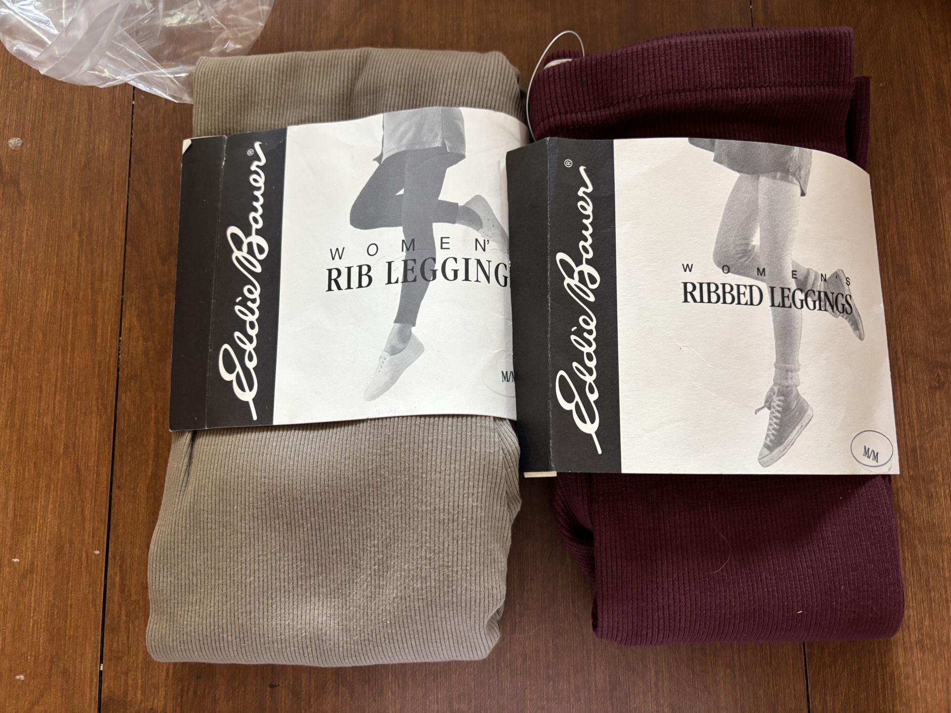 Eddie Bauer NWT Pair Of Women Leggings Size M Putty And Burgandy