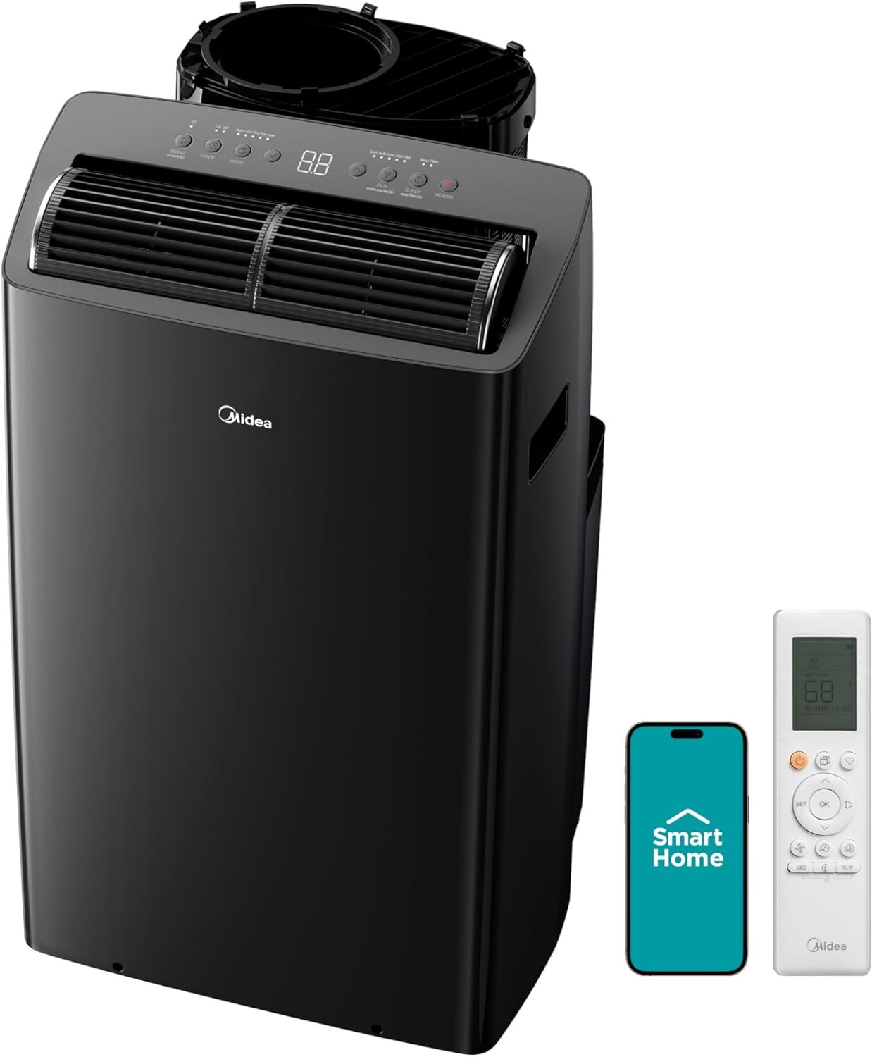 Midea Duo 14,000 BTU (12,000 BTU SACC) High Efficiency Inverter Ultra Quiet Portable Air Conditioner, with Heat up to 550 Sq. Ft., Works with Alexa/Go