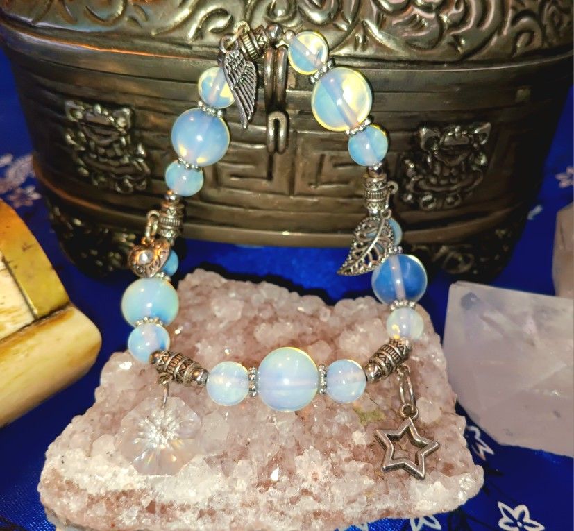 Bracelet moonstone charm bracelet german cut crystal Size large