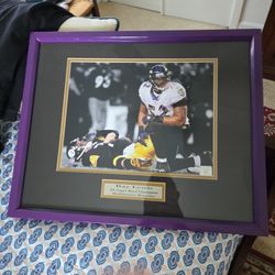 Beautiful  Ray Lewis Framed Picture  Sacking Steelers Quarterback 