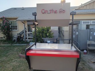 PORTABLE COMMERCIAL STAINLESS STEEL CART WITH SIGNAGE