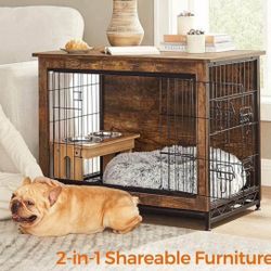 Dog Crate Furniture, 32.5" Side End Table, Modern Kennel for Dogs Indoor up to 45 lb, Heavy-Duty Dog Cage with Multi-Purpose Removable Tra