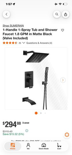 Sumerain Matte Black Tub and Shower Faucet Set