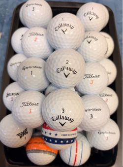 50 Golf Balls As Pictured- Callaway, TaylorMade, Bridgestone, Titleist….