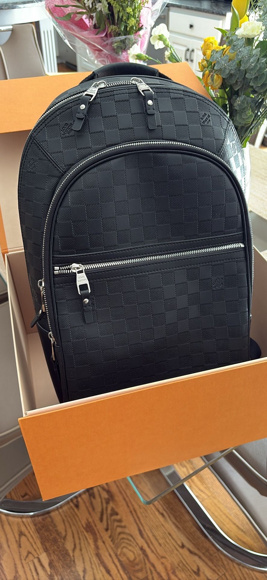 Lv Checker Print BackPack