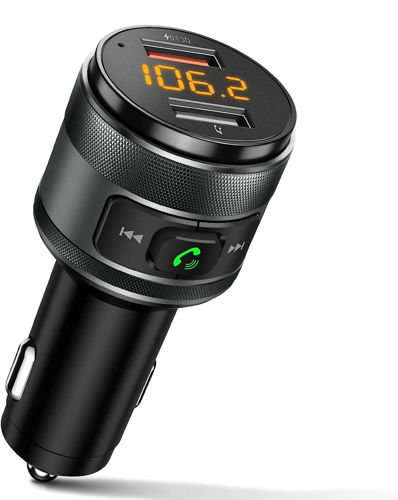 Bluetooth 5.0 FM Transmitter for Car, 3.0 Wireless Bluetooth FM Radio Adapter Music Player FM Transmitter/Car Kit with Hands-Free Calling and 2 USB Po