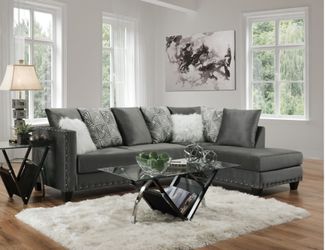 Beautiful grey sectional with warranty
