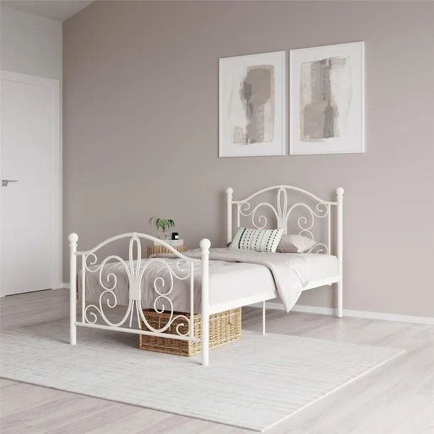 White Twin Size Metal Bed Frame