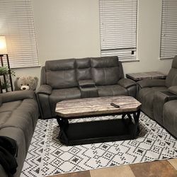 Microfiber Sofa And 2 Loveseats 