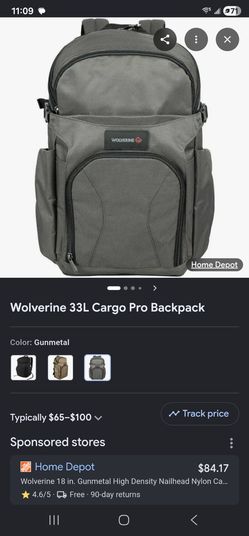 Wolverine cargo pro backpack in gun metal /grey