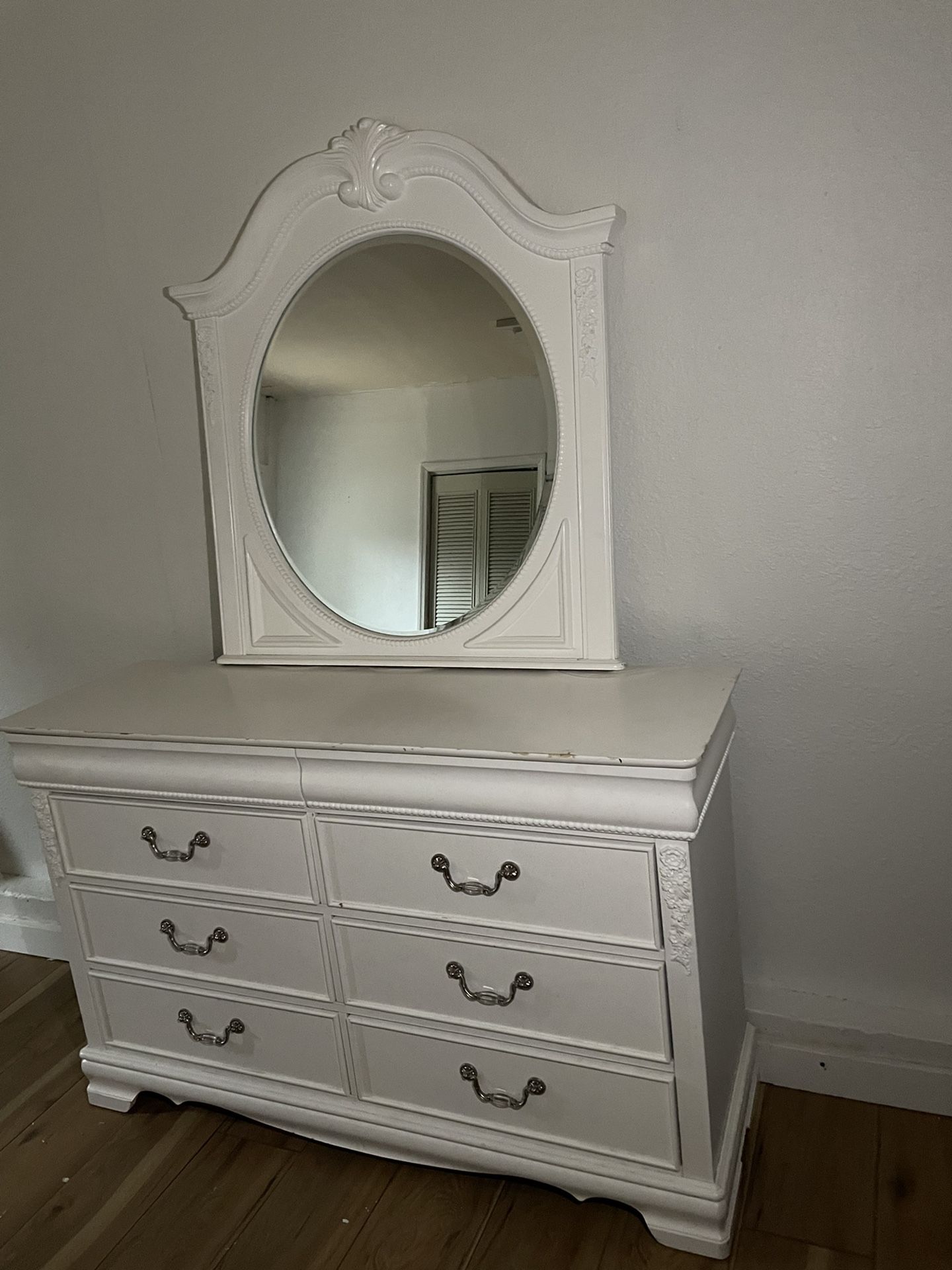 used white dresser Large w/Mirror Timeless in its elegance White Dressers for sale in
