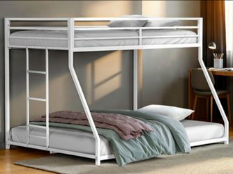 Brand New White Solid Metal Twin over Full Bunk Bed