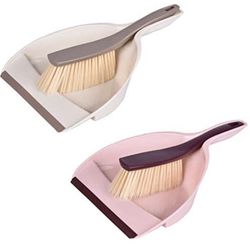 Mini Hand Dustpan and Brush, Multi-Functional Portable Snap-on Dustpan Set, Cleaning Tool for Floor, Desk, Sofa, Car 2-Pack Pink and Beige