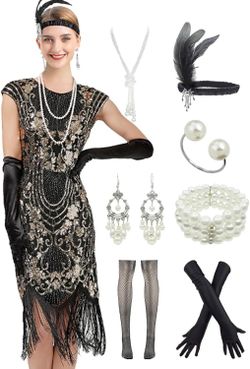Great gatsby outfit with accesories (1920s costume), Size Small