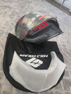 Modular Motorcycle Helmet with Dual Visor Flip-Up Full Face DOT Approved Motorcycle Helmet with 2 Visors for Adults, Men and Women (XL)