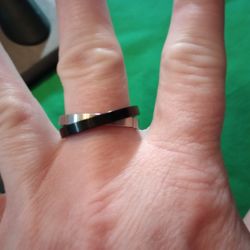 NWT Stainless Steel Black And Silver Double Band Ring Size 9 