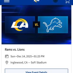 Rams vs Lions Section 337 Row 5 Seats 3 &4  Aisle Seats 