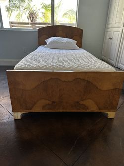 Set Of Two Art Deco Birds Eye Maple Twin Bed Frames