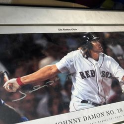Johnny Damon Boston Red Sox Autographed Picture 